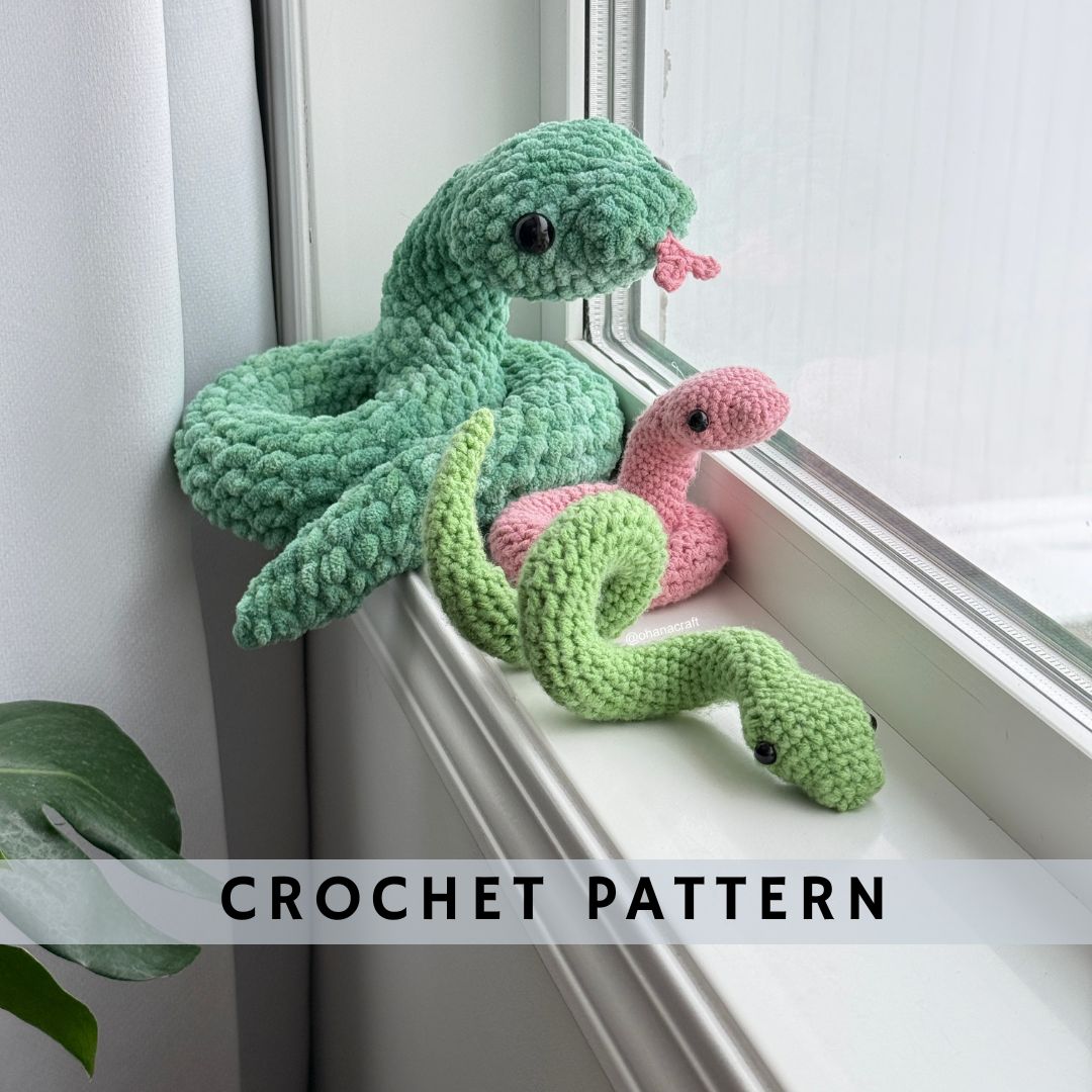 Year of the Snake crochet pattern ( big & small snakes) – Ohana Craft ...